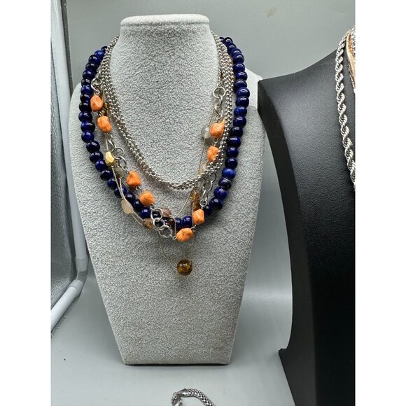 Necklace Lot Mixed Styles Beaded Chain Rhinestone Charm Statement Jewelry - Picture 5 of 8